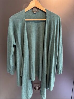 DKNY Teal Green Open-Front Draped Cardigan Cashmere Silk blend